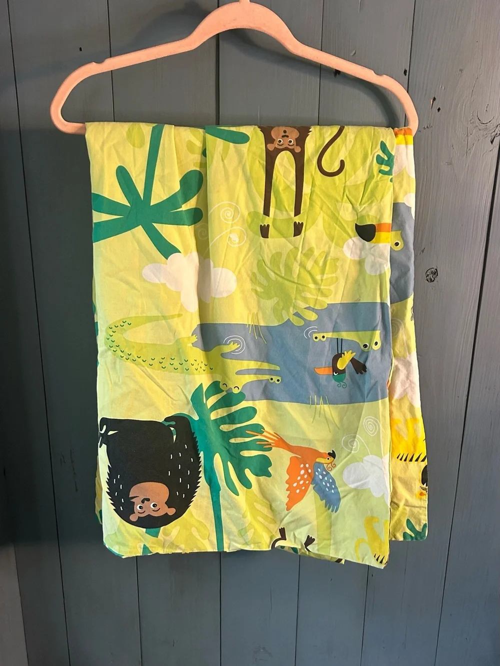 IKEA Multicolor Jungle Animal Cotton Duvet Cover w/Yellow & Blue Accents | Twin